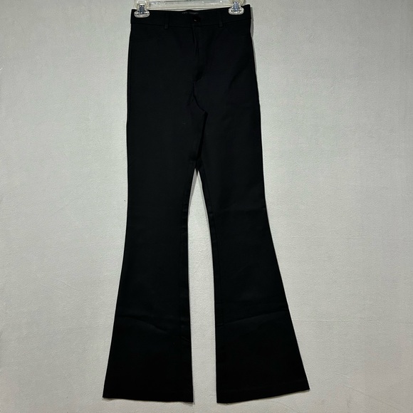 Zara High Waist Flare Pants Size Small Black Faux Pockets‎ Office Work Basic - Picture 1 of 6